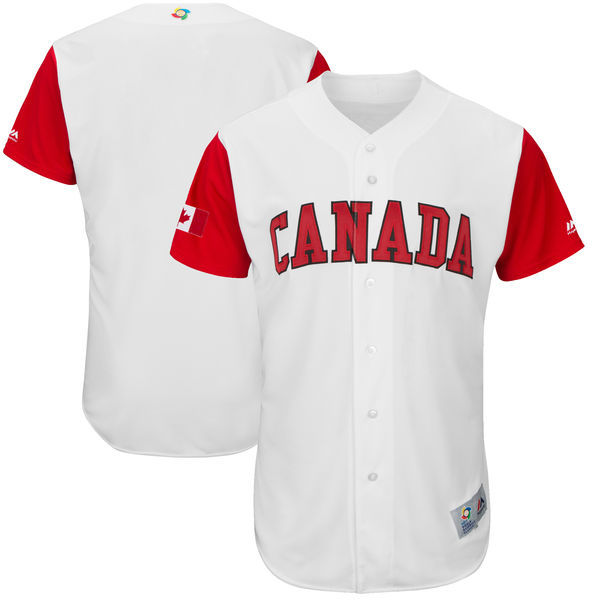 customized Men Canada Baseball Majestic White 2017 World Baseball Classic Authentic Team Jersey